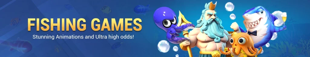 Colorful fish shooting game on spinplus casino app interface